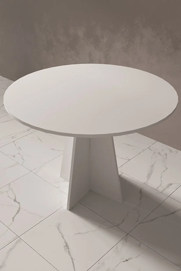 Modern Yuvarlak 90cm Yemek Masası-Mutfak Masası Mat Beyaz 